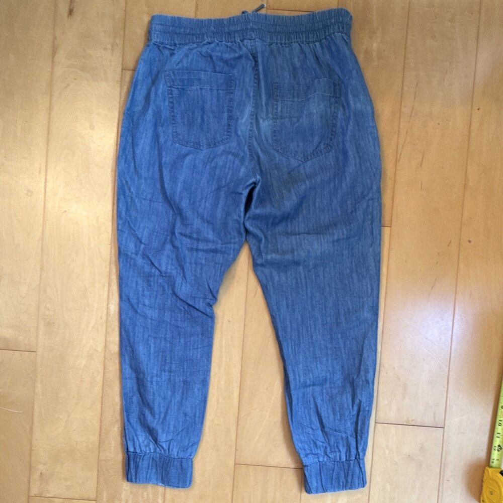 Blue lightweight Cotton Jogger Pants Drawstring Elastic Waist Pockets M - Picture 9 of 10